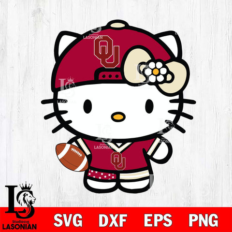 Oklahoma Sooners Cute Hello Kitty Football 10 Svg Eps Dxf Png File, NCAA svg, Digital Download, Instant Download