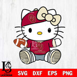 Oklahoma Sooners Cute Hello Kitty Football 11 Svg Eps Dxf Png File, NCAA svg, Digital Download, Instant Download