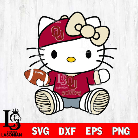 Oklahoma Sooners Cute Hello Kitty Football 11 Svg Eps Dxf Png File, NCAA svg, Digital Download, Instant Download