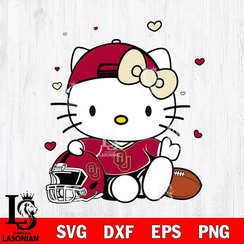 Oklahoma Sooners Cute Hello Kitty Football Svg Eps Dxf Png File, NCAA svg, Digital Download, Instant Download