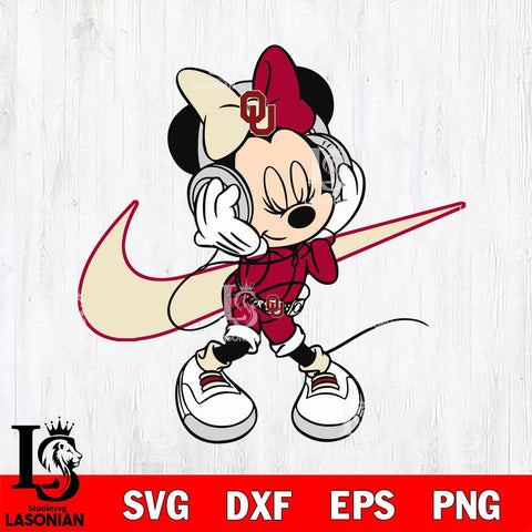 Oklahoma Sooners Cute Minnie Mouse Dancing Svg Eps Dxf Png File, NCAA svg, Digital Download, Instant Download