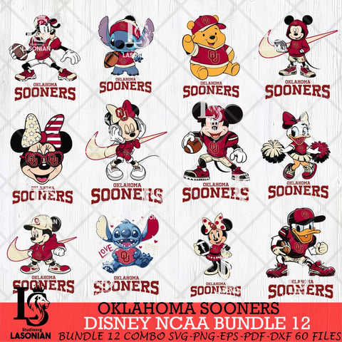 Oklahoma Sooners Disney NCAA Bundle Svg PNG 12 Svg Eps Dxf Png File, Digital Download