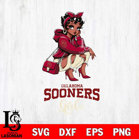 Oklahoma Sooners Fashion Black Fan Girl Betty Boop, Svg Eps Dxf Png File, Digital Download