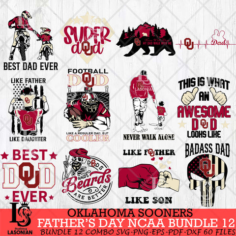 Oklahoma Sooners Fathers Day NCAA Bundle 12 Svg Eps Dxf Png File, Digital Download, Instant Download