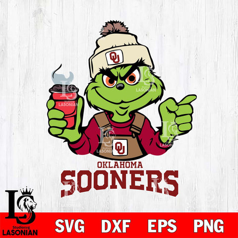 Oklahoma Sooners Grinch with coffee Svg Eps Dxf Png File, Digital Download, Instant Download