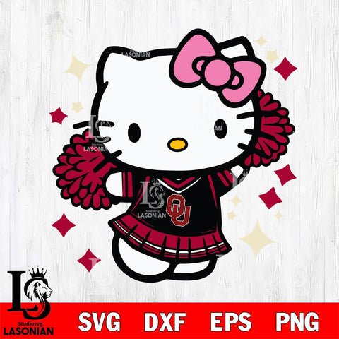 Oklahoma Sooners Hello Kitty Cheerleader 4 Svg Eps Dxf Png File, Digital Download, Instant Download