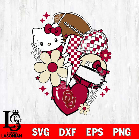 Oklahoma Sooners Hello Kitty NCAA 2 Svg Eps Dxf Png File, Digital Download, Instant Download