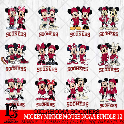 Oklahoma Sooners Mickey Minnie Mouse NCAA Bundle 12 Svg Eps Dxf Png File, Bundle NCAA svg , File Cut , Digital Download , Instant Download, Cut Svg Files