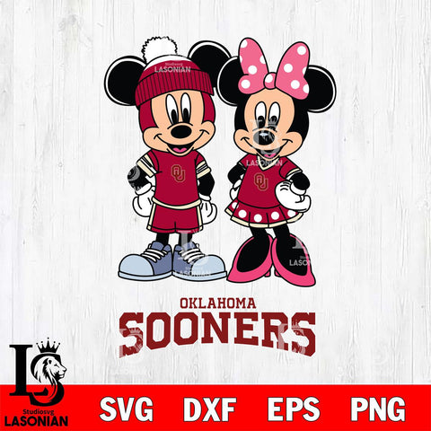 Oklahoma Sooners Mickey Minnie Mouse Pink Svg Eps Dxf Png File, NCAA svg , File Cut , Digital Download , Instant Download, Cut Svg Files