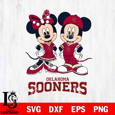 Oklahoma Sooners Mickey Minnie Mouse rugby ball Svg Eps Dxf Png File, NCAA svg , File Cut , Digital Download , Instant Download, Cut Svg Files