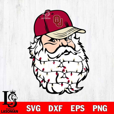 Oklahoma Sooners Santa Claus Face Svg dxf eps png pdf file,NCAA svg,Digital Download,Cricut file