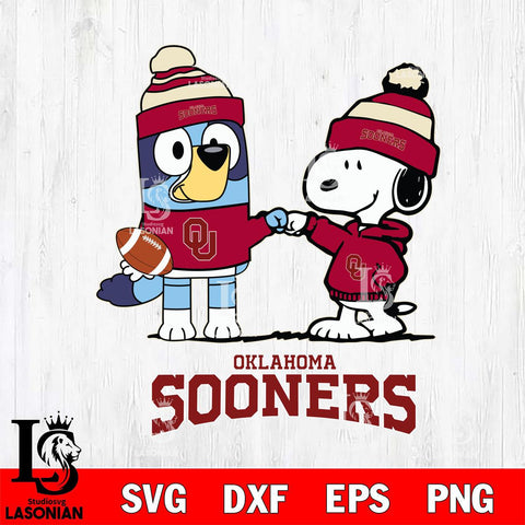 Oklahoma Sooners Snoopy & Bluey Football Svg Eps Dxf Png File,NCAA Svg Files,Chill Guy svg ,Digital Download ,Instant Download, Cricut File