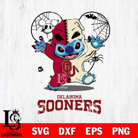 Oklahoma Sooners Stitch Horror Halloween 2 Svg Eps Dxf Png File, Digital Download, Instant Download