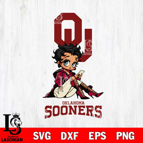 Oklahoma Sooners Style Black Fan Girl Betty Boop, Svg Eps Dxf Png File, Digital Download