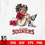 Oklahoma Sooners #1 Black Fan Girl Betty Boop, Svg Eps Dxf Png File, Digital Download