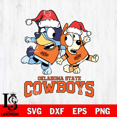 Oklahoma State Cowboys Bluey Christmas Holiday Svg Eps Dxf Png File, Digital Download