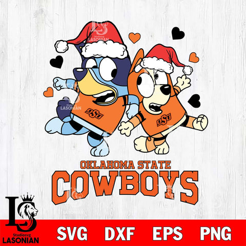 Oklahoma State Cowboys Bluey Christmas NFL Svg Eps Dxf Png File, Digital Download