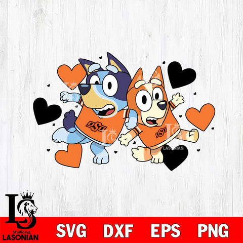 Oklahoma State Cowboys Bluey heart Svg Eps Dxf Png File, Digital Download, Instant Download