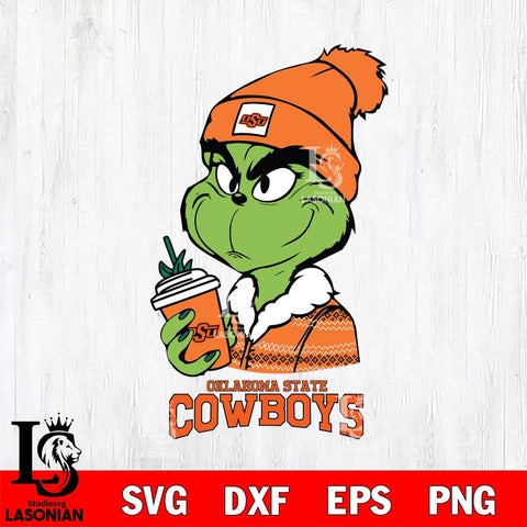 Oklahoma State Cowboys Boujee Grinch Christmas Cut Files Cricut, Svg Dxf Eps Png file, Digital download , Silhouette