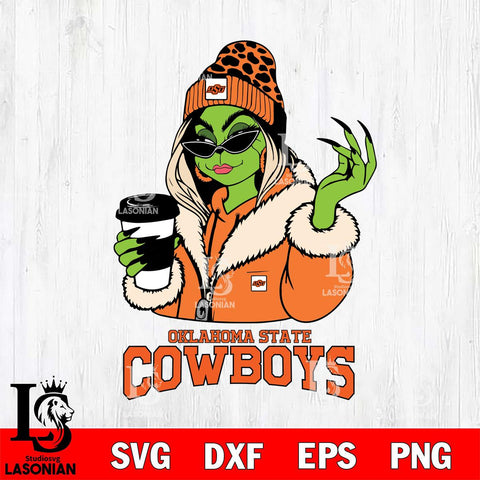 Oklahoma State Cowboys Boujee Grinch Girls Christmas Cut Files Cricut, Svg Dxf Eps Png file, Digital download , Silhouette