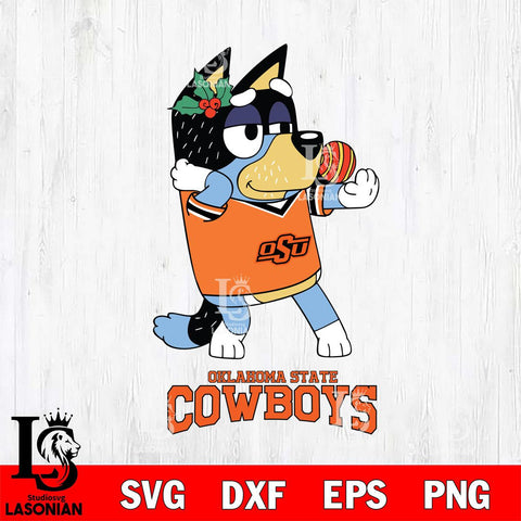 Oklahoma State Cowboys Christmas Bluey Bandit Heeler Cut Files,Bluey Cricut,Christmas Svg , Bluey svg , Digital Download, dxf eps png pdf file