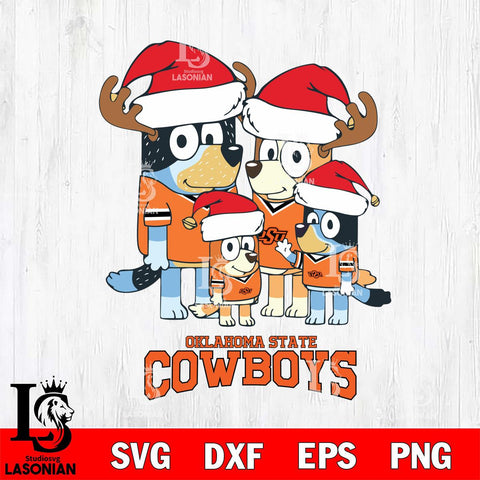 Oklahoma State Cowboys Christmas Bluey Santa Family Cut Files,Bluey Cricut,Christmas Svg , Bluey svg , Digital Download, dxf eps png pdf file