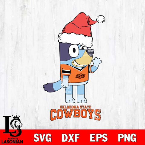 Oklahoma State Cowboys Christmas Bluey Say Hi Cut Files,Bluey Cricut,Christmas Svg , Bluey svg , Digital Download, dxf eps png pdf file