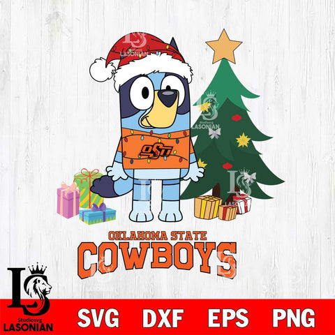 Oklahoma State Cowboys Christmas Bluey Tree Sport Cut Files,Bluey Cricut,Christmas Svg , Bluey svg , Digital Download, dxf eps png pdf file