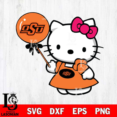 Oklahoma State Cowboys Cute Hello Kitty 2 Svg Eps Dxf Png File, Digital Download, Instant Download