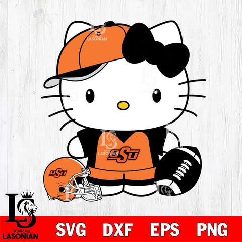 Oklahoma State Cowboys Cute Hello Kitty Football 4 Svg Eps Dxf Png File, NCAA svg, Digital Download, Instant Download