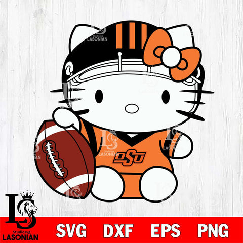 Oklahoma State Cowboys Cute Hello Kitty Football 5 Svg Eps Dxf Png File, NCAA svg, Digital Download, Instant Download