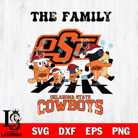 Oklahoma State Cowboys Family Bluey Christmas Svg Eps Dxf Png File, Digital Download