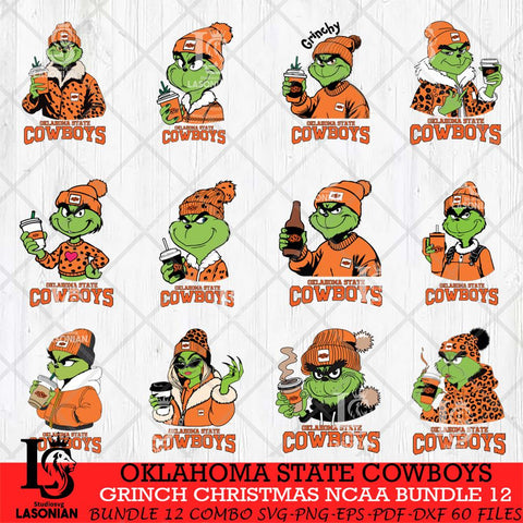 Oklahoma State Cowboys Grinch Christmas NCAA Bundle 12 Svg Eps Dxf Png File,Cricut files, Digital Download, Instant Download