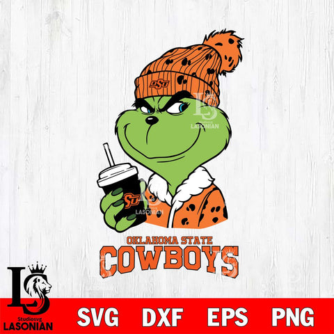 Oklahoma State Cowboys Grinch Cofffe Christmas Cut Files Cricut, Svg Dxf Eps Png file, Digital download , Silhouette