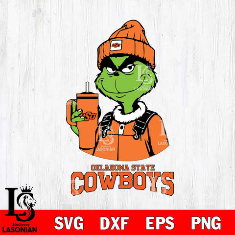 Oklahoma State Cowboys Grinch Football Christmas Cut Files Cricut, Svg Dxf Eps Png file, Digital download , Silhouette