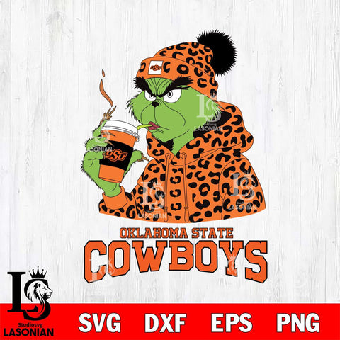 Oklahoma State Cowboys Grinch Leopard Christmas Cut Files Cricut, Svg Dxf Eps Png file, Digital download , Silhouette