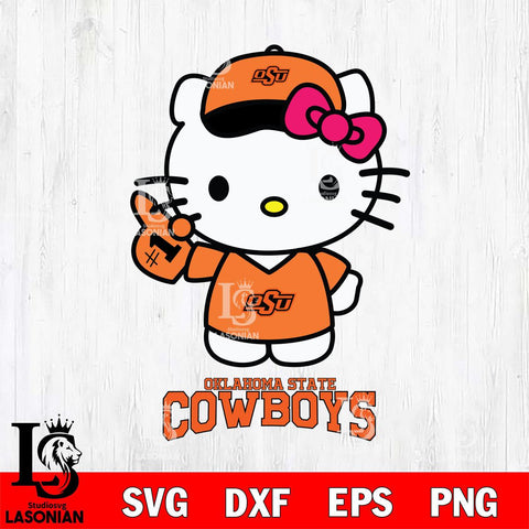 Oklahoma State Cowboys Hello Kitty Best Fan Svg Eps Dxf Png File, Digital Download, Instant Download