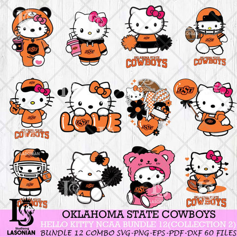 Oklahoma State Cowboys Hello Kitty Bundle 12 SVG Svg Eps Dxf Png File, Digital Download, Instant Download