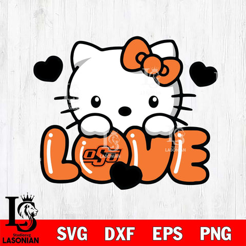 Oklahoma State Cowboys Hello Kitty Love Svg Eps Dxf Png File, Digital Download, Instant Download