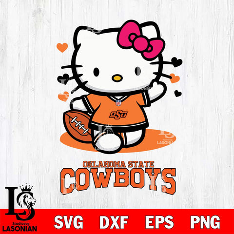 Oklahoma State Cowboys Hello Kitty NCAA 3 Svg Eps Dxf Png File, Digital Download, Instant Download