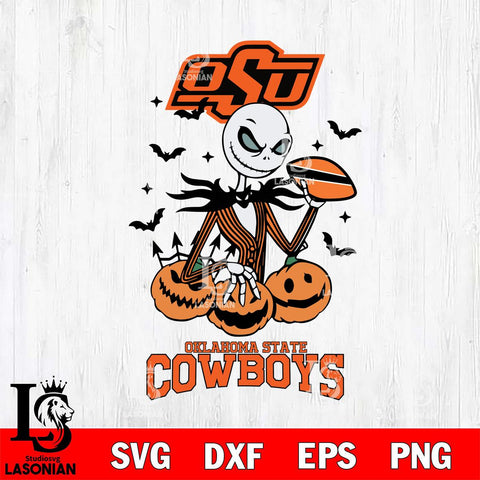 Oklahoma State Cowboys Jack Skellington 2 halloween Svg Eps Dxf Png File, NCAA svg, Digital Download, Instant Download