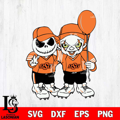 Oklahoma State Cowboys Jack Skellington And Pennywise Football Svg Eps Dxf Png File, NCAA svg, Digital Download, Instant Download