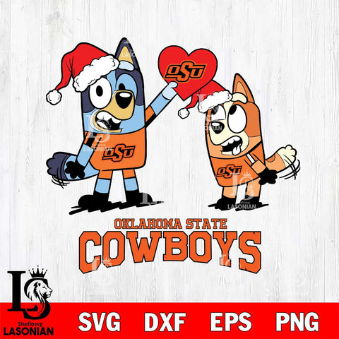 Oklahoma State Cowboys Love Bluey Christmas Svg Eps Dxf Png File, Digital Download