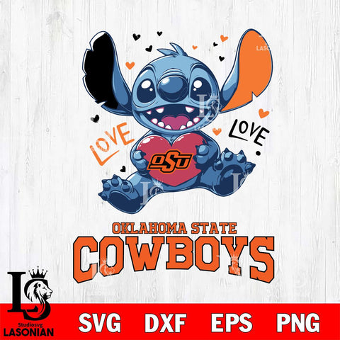 Oklahoma State Cowboys Love Stitch, Svg Eps Dxf Png File, Digital Download