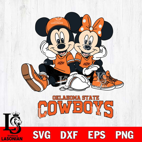 Oklahoma State Cowboys Mickey Minnie Mouse Football Sit Svg Eps Dxf Png File, NCAA svg , File Cut , Digital Download , Instant Download, Cut Svg Files