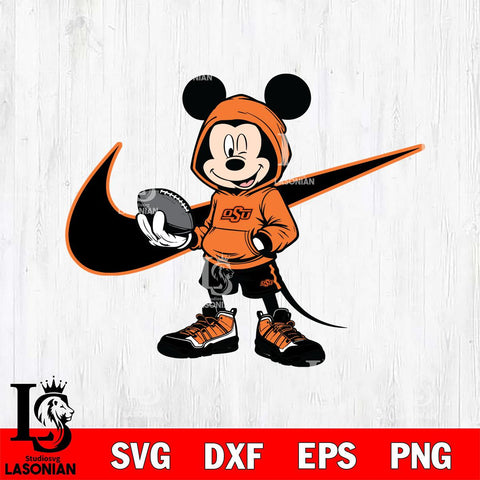 Oklahoma State Cowboys Mickey Wearing Hoodie Sport Svg Eps Dxf Png File, NCAA svg, Digital Download, Instant Download