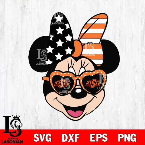 Oklahoma State Cowboys Minnie Mouse Love Svg Eps Dxf Png File, NCAA svg, Digital Download, Instant Download