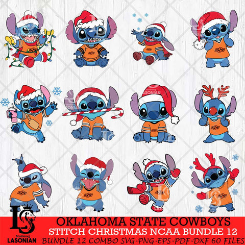 Oklahoma State Cowboys Stitch Christmas NCAA Bundle 12 Svg Eps Dxf Png File, Digital Download, Instant Download