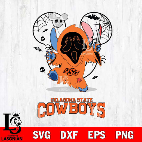 Oklahoma State Cowboys Stitch Ghost Face Halloween 2 Svg Eps Dxf Png File, Digital Download, Instant Download