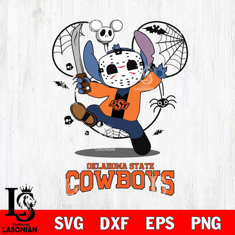 Oklahoma State Cowboys Stitch jason voorhees Halloween Svg Eps Dxf Png File, Digital Download, Instant Download